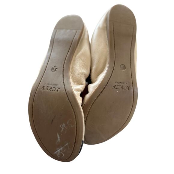 J.Crew Nude Leather Black Trim Cap Toe Slip On Elastic Flats - Picture 5 of 8